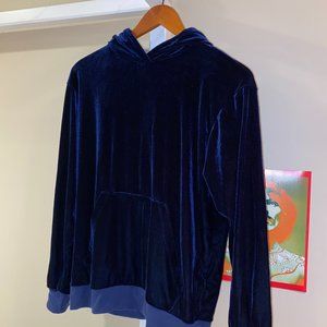 urban outfitters dark blue velvet hoodie